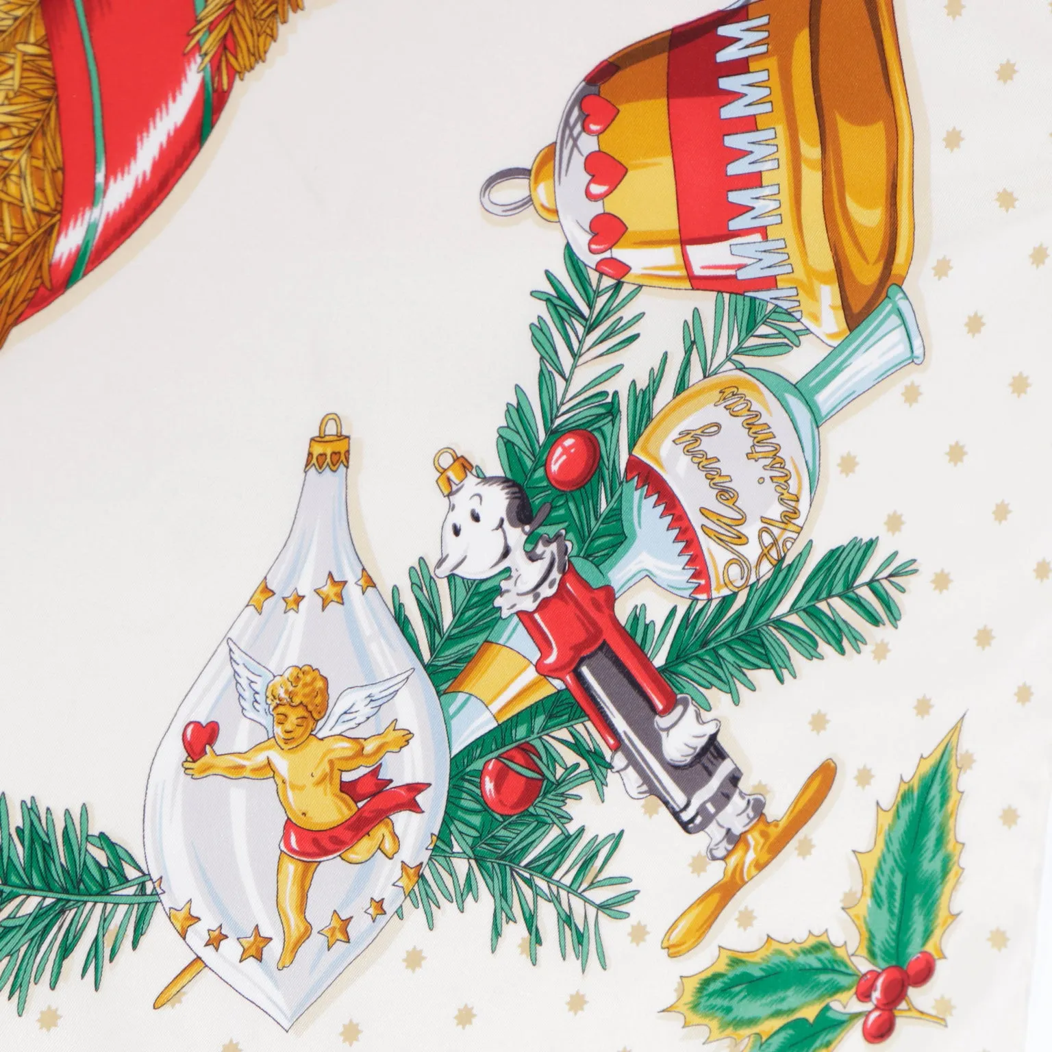 1998 Moschino Holiday Season Greetings Vintage Silk Scarf