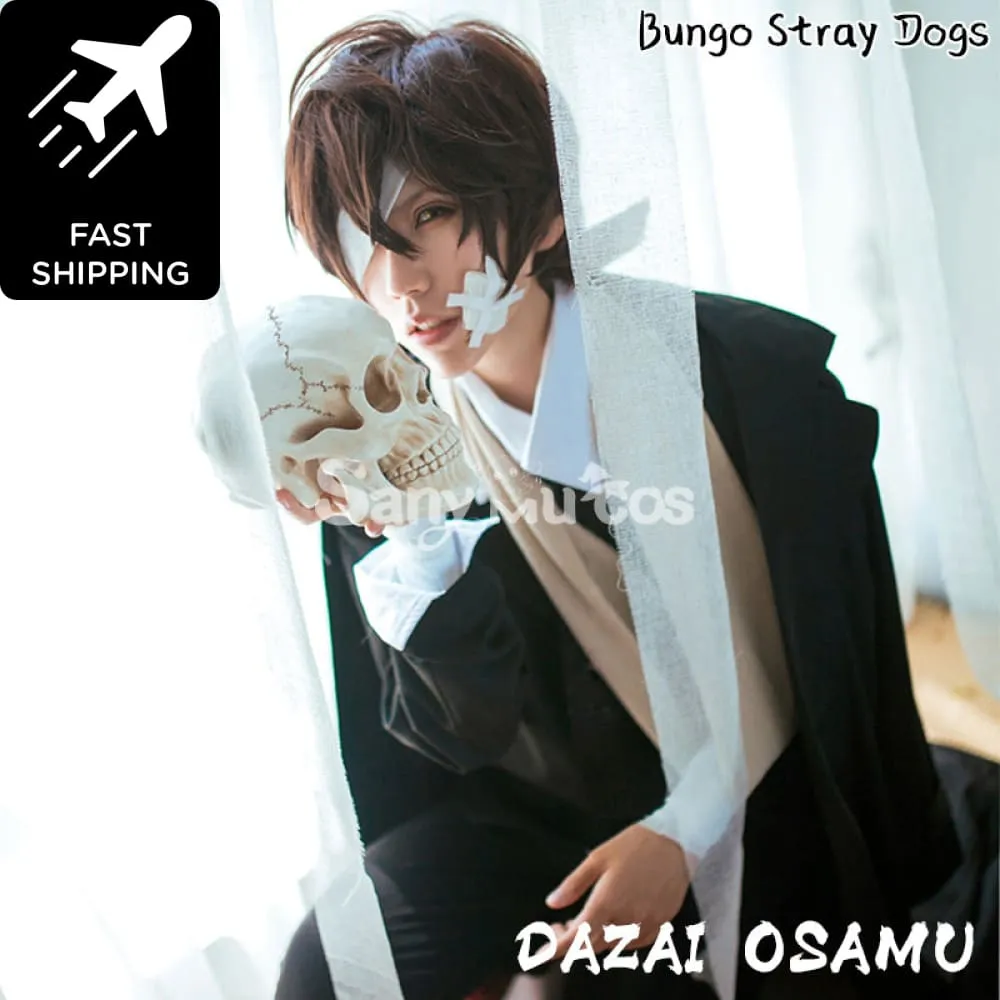 【48H To Ship】Anime Bungo Stray Dogs Dazai Osamu Classical Black Long Coat Suit Cosplay Costume