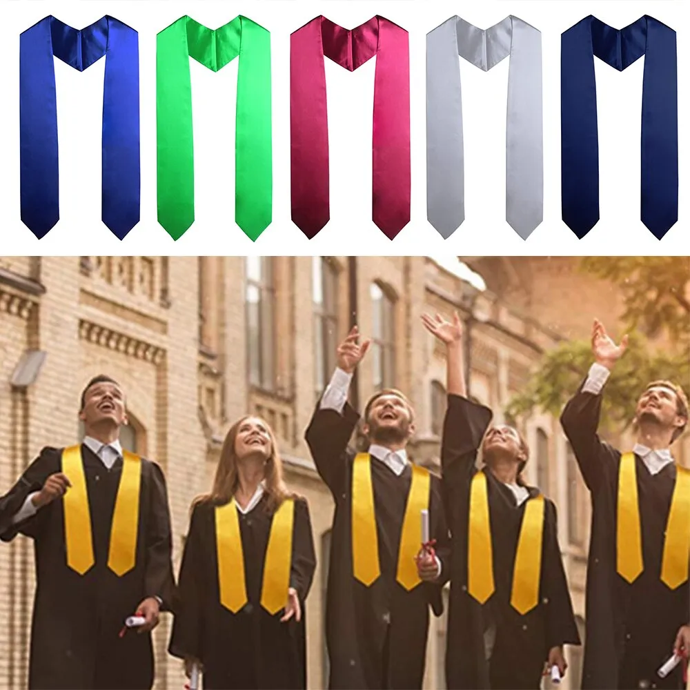 60'' long Graduation Decoration Accessories Unisex Adult Plain Graduation Stole for Academic Commencements Celebration Uniform