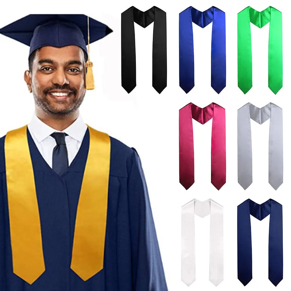 60'' long Graduation Decoration Accessories Unisex Adult Plain Graduation Stole for Academic Commencements Celebration Uniform