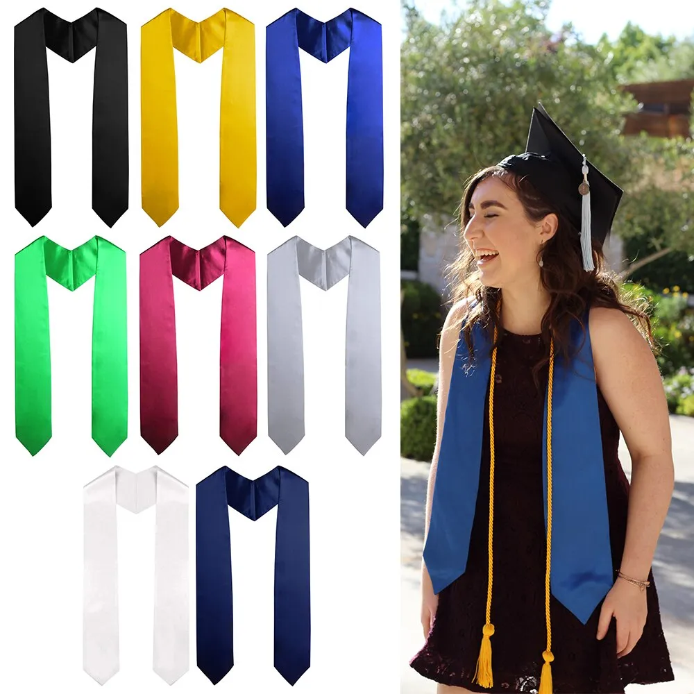 60'' long Graduation Decoration Accessories Unisex Adult Plain Graduation Stole for Academic Commencements Celebration Uniform