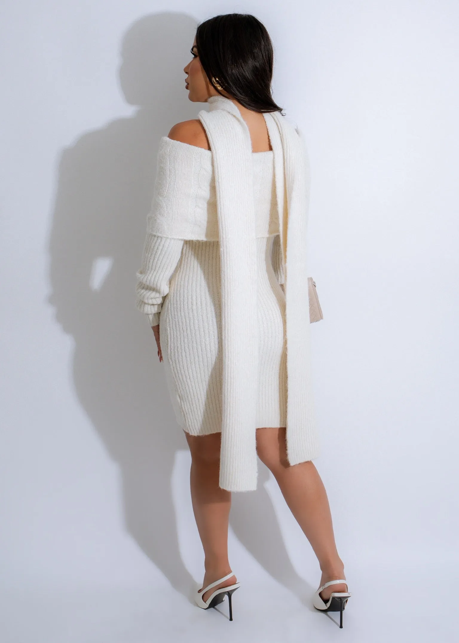 Alpine Whisper Knit Mini Dress White