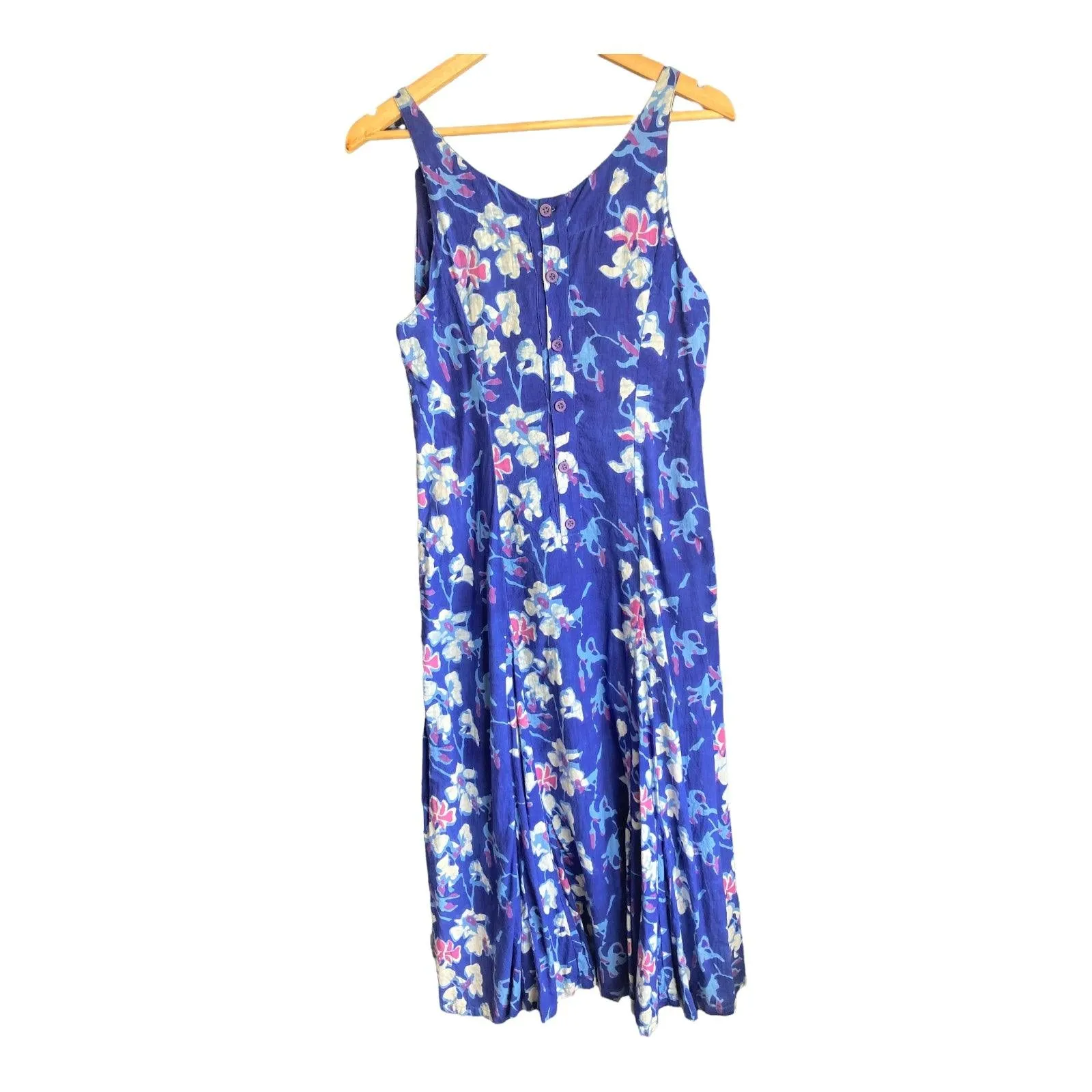 Anokhi Cotton Blue Floral Sleeveless Dress UK Size 12