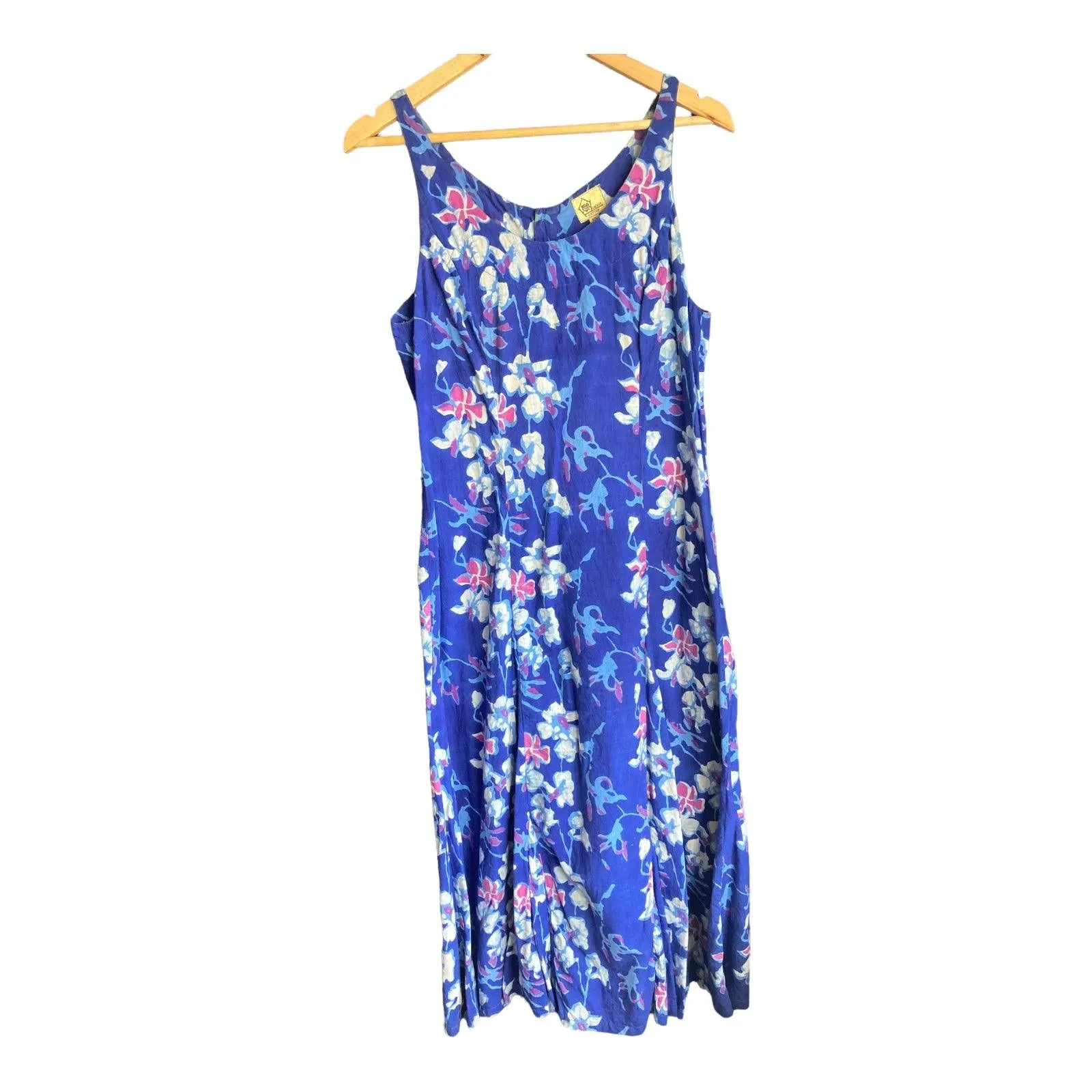 Anokhi Cotton Blue Floral Sleeveless Dress UK Size 12