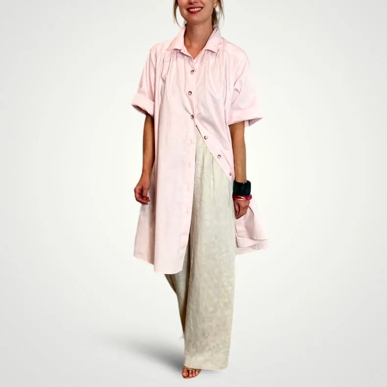 Aria Pink Cotton Shirt Dress