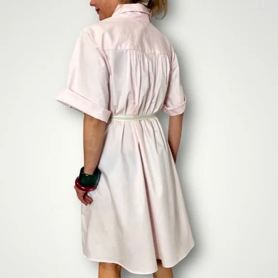 Aria Pink Cotton Shirt Dress