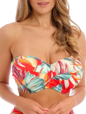 Bamboo Grove Twist Bandeau Bikini Top - Hot Chilli