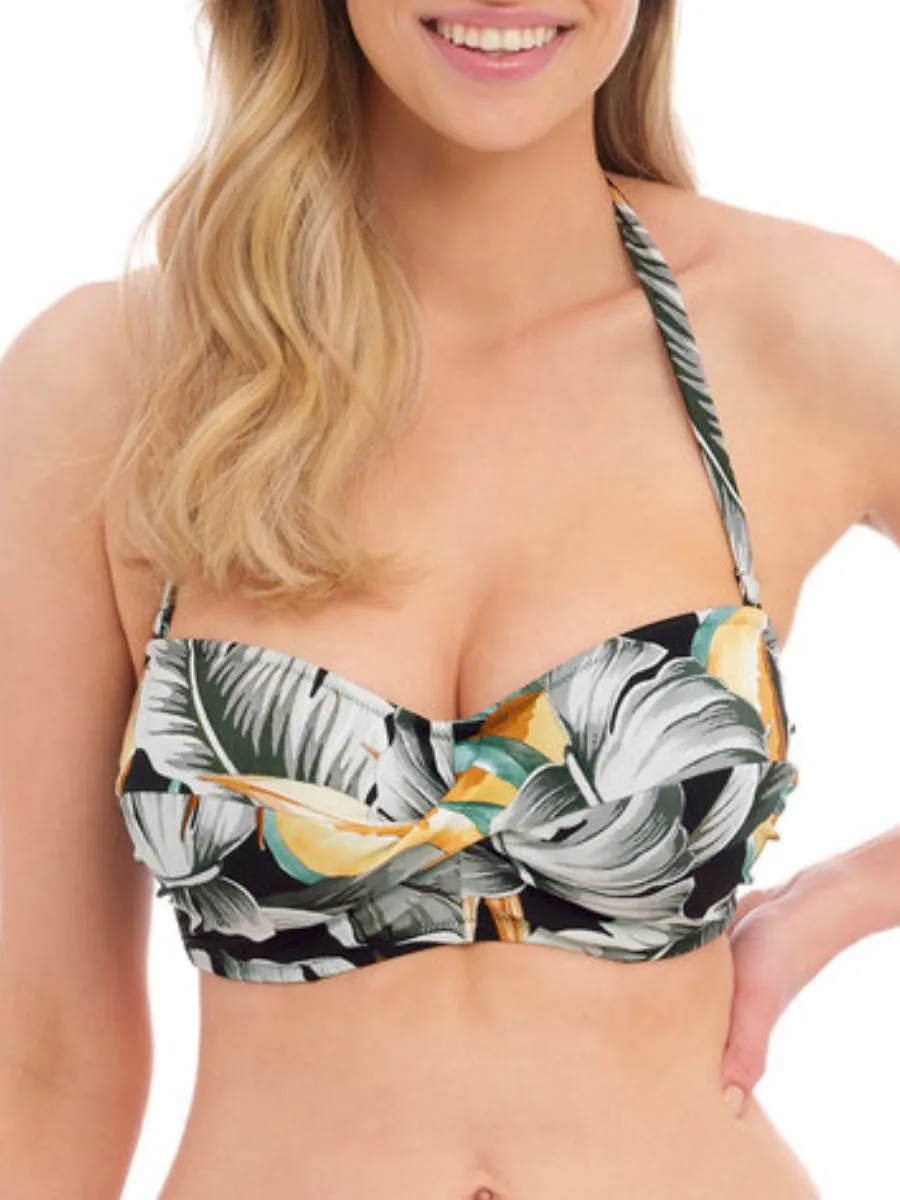 Bamboo Grove Twist Bandeau Bikini Top - Jet