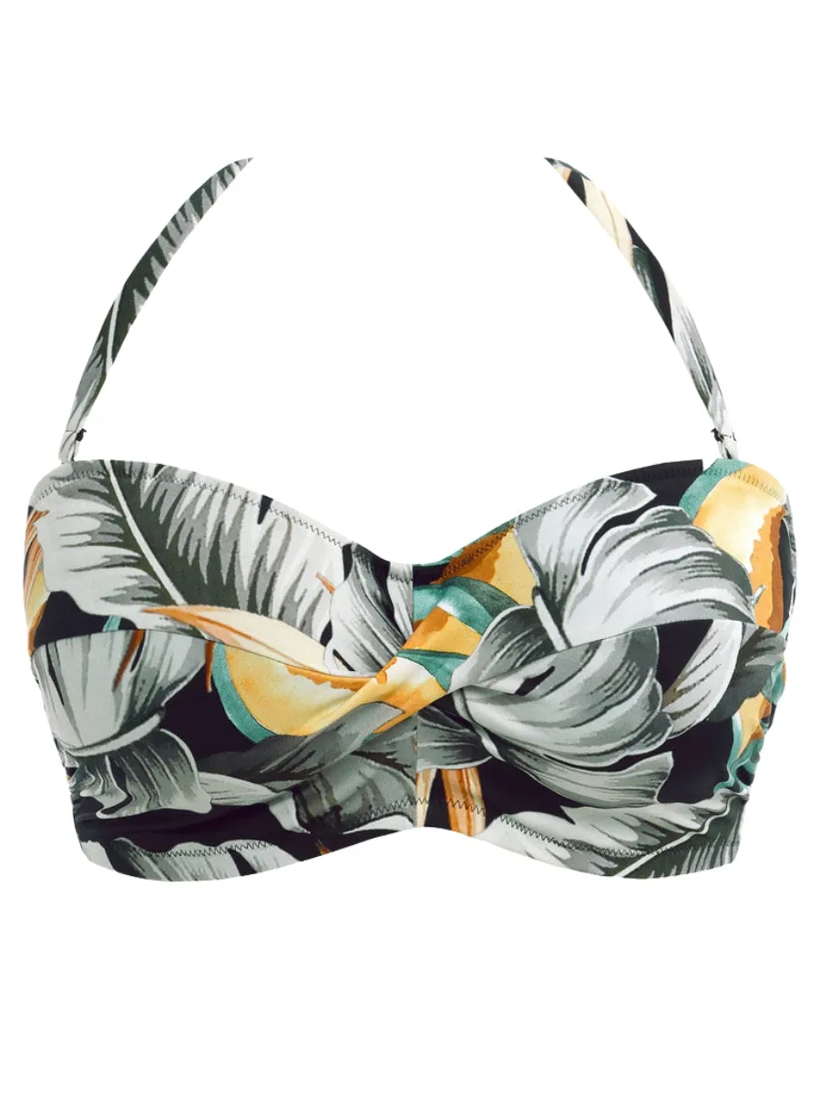 Bamboo Grove Twist Bandeau Bikini Top - Jet