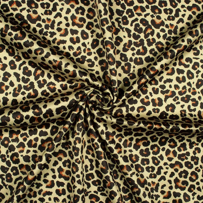 Beige And Black Leapord Animal Pattern Digital Print Lycra Fabric (Width 56 Inches)