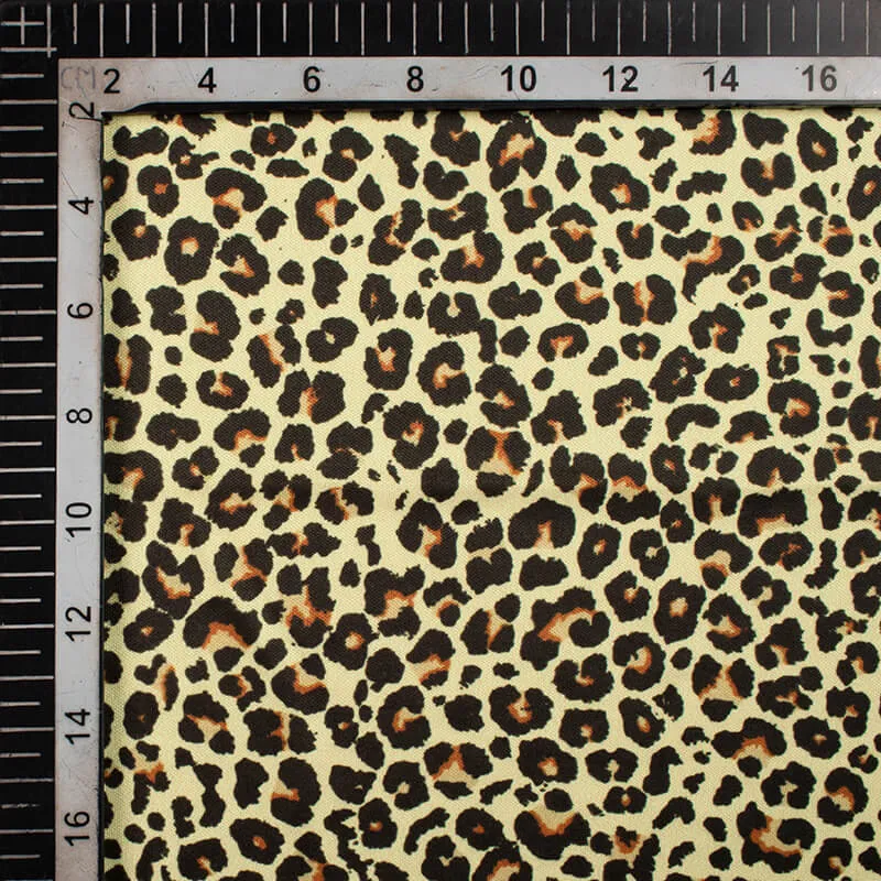 Beige And Black Leapord Animal Pattern Digital Print Lycra Fabric (Width 56 Inches)