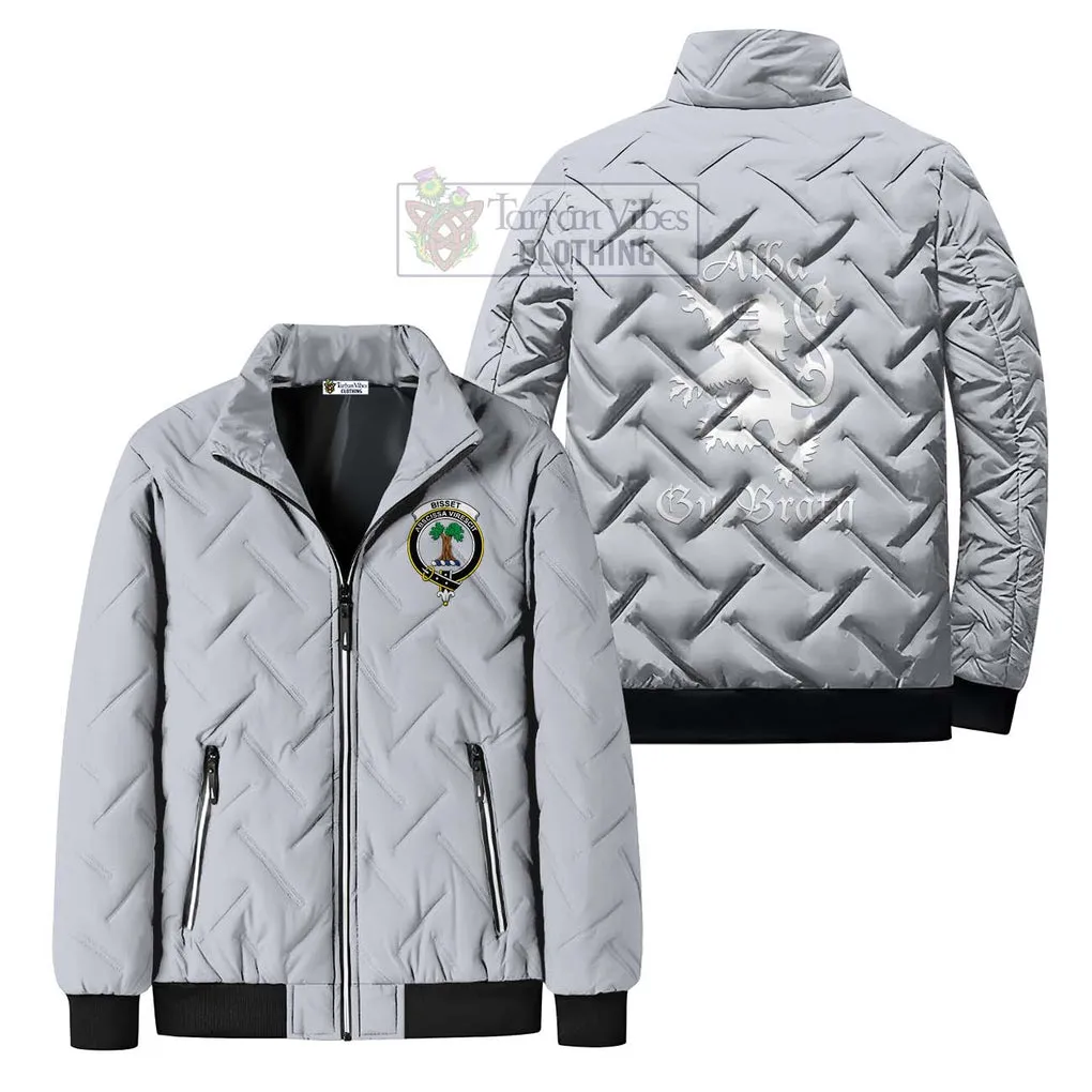 Bisset Family Crest Padded Cotton Jacket Lion Rampant Alba Gu Brath Style