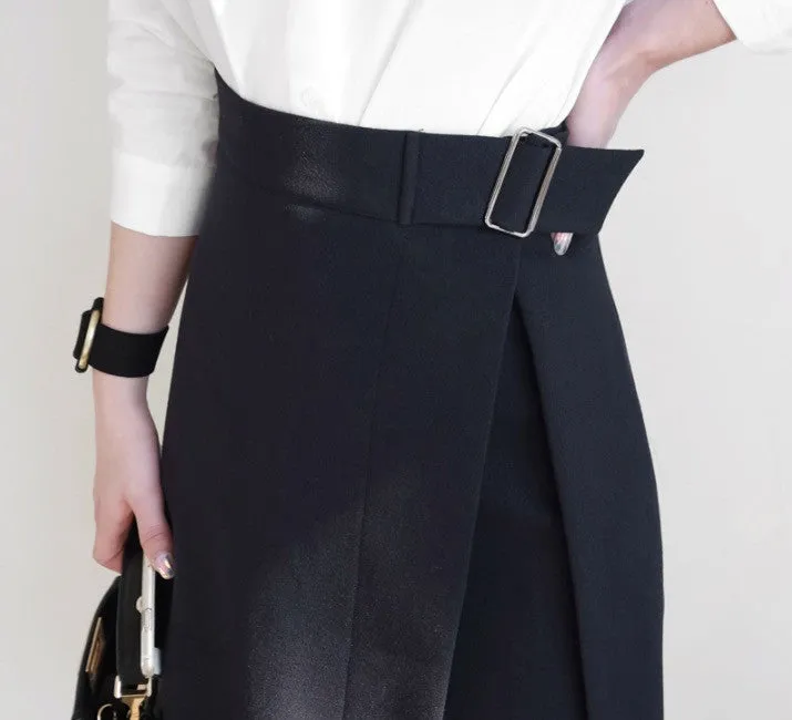 Black Pencil Buckle Skirt