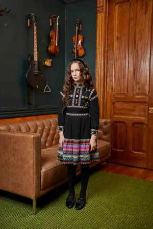 Black with Neon Embroidery Dress