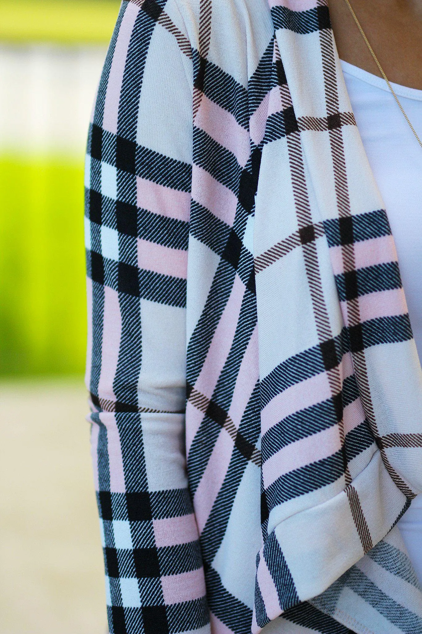 Blush Plaid Cardigan