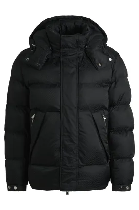 Boss Water-Repellent Puffer Jacket with Micro Monograms - Black