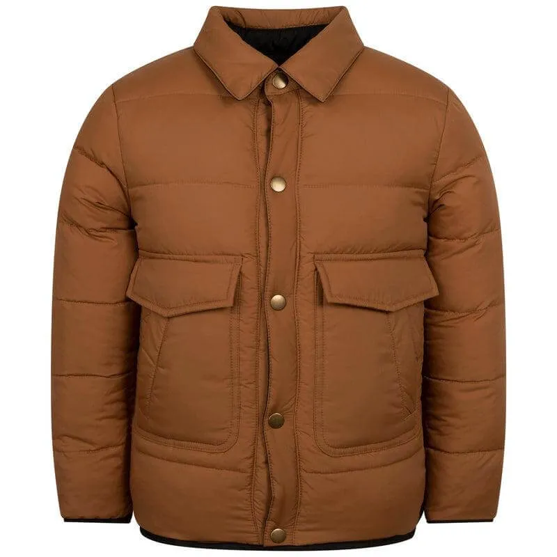 Boys Brown Reversible Puffer Jacket