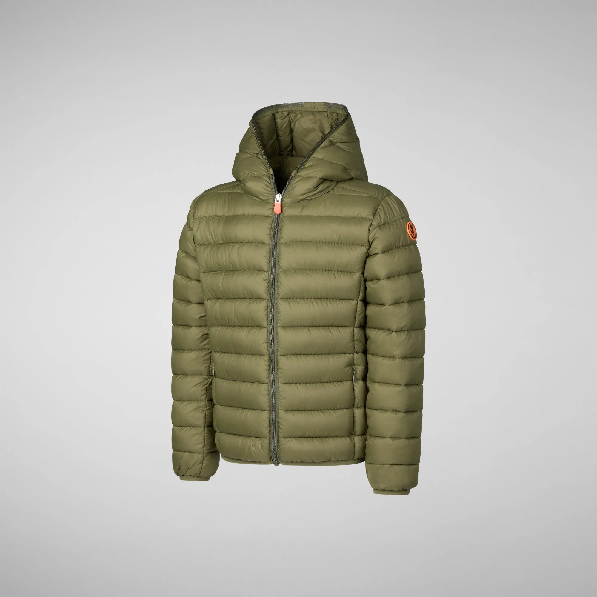 Boys' Hooded Animal free Puffer Jacket Dony in dusty olive