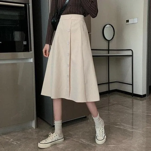 Buttoned High-Waist Skirt (S to 4XL!)