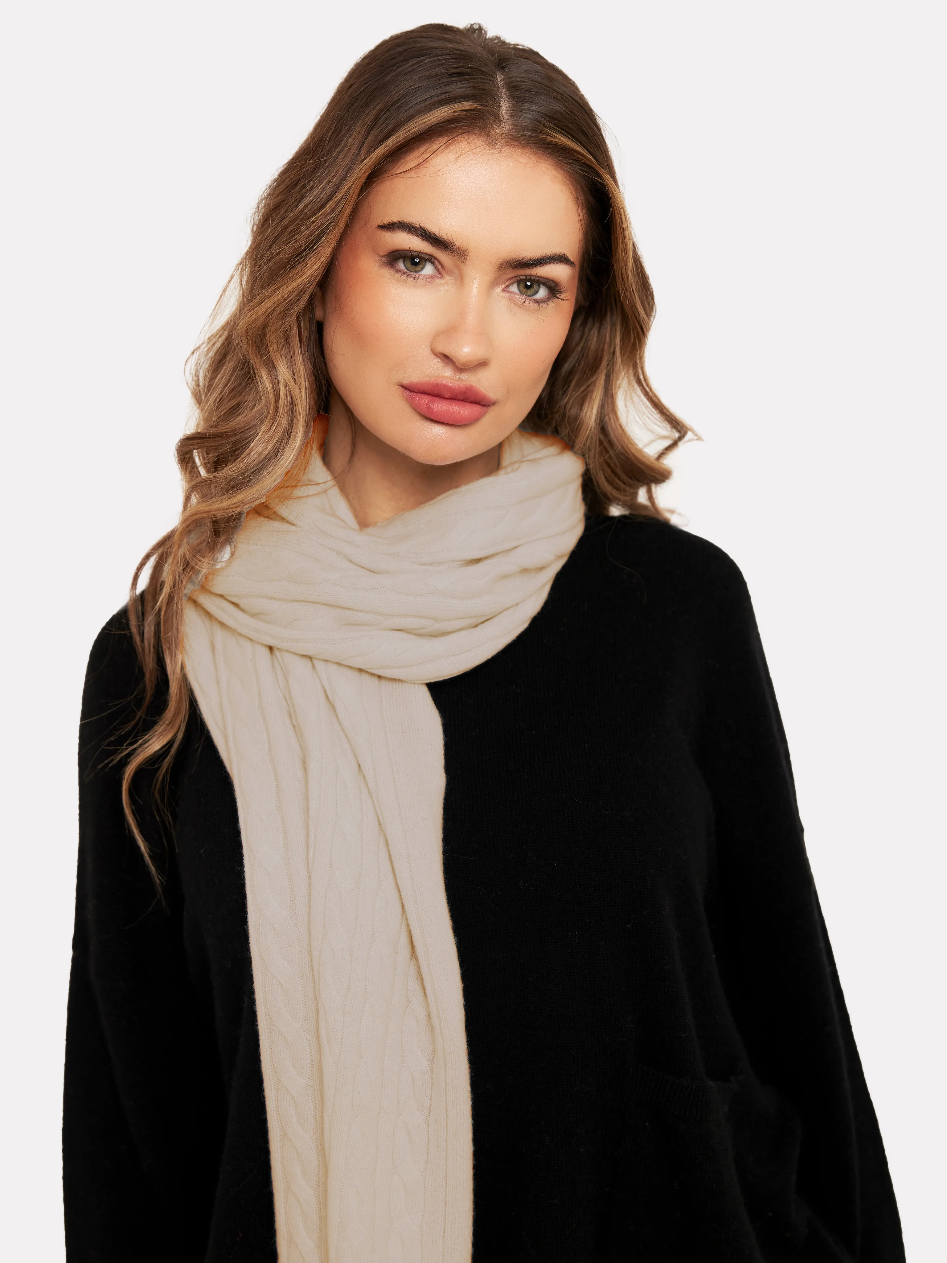 Cable Knit Cashmere Scarf