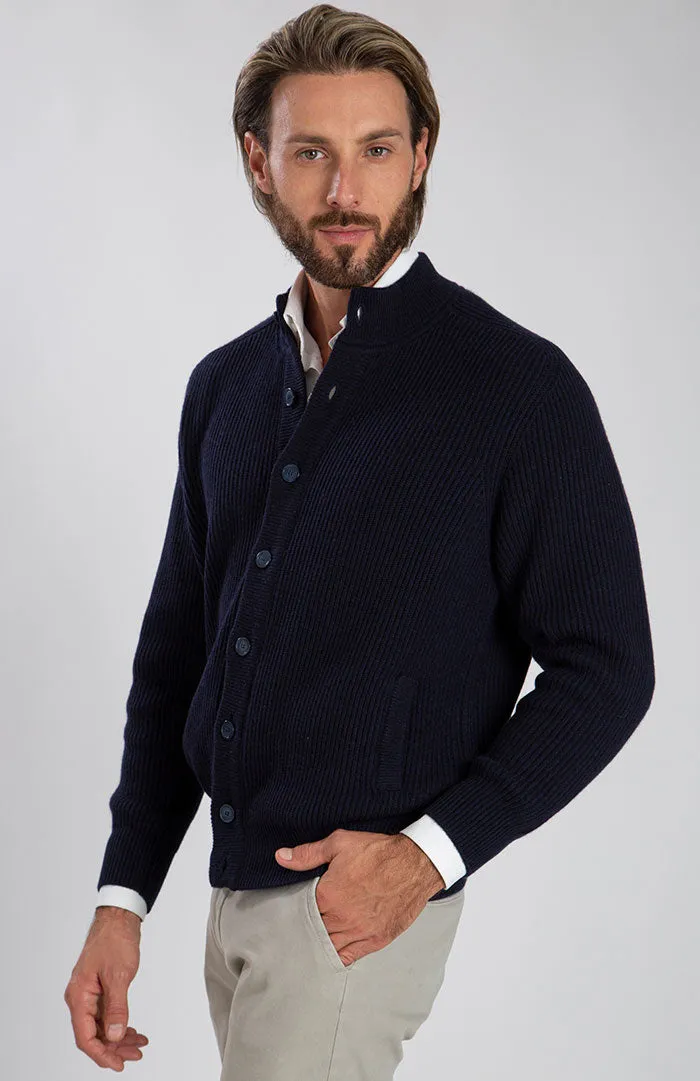 Cardigan maglia inglese 100% cashmere con bottoni