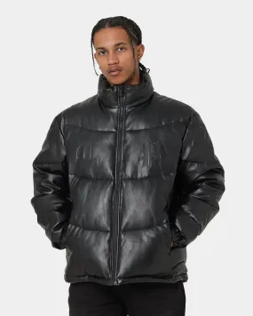 Carré Paris Leather Wave Puffer Jacket Black