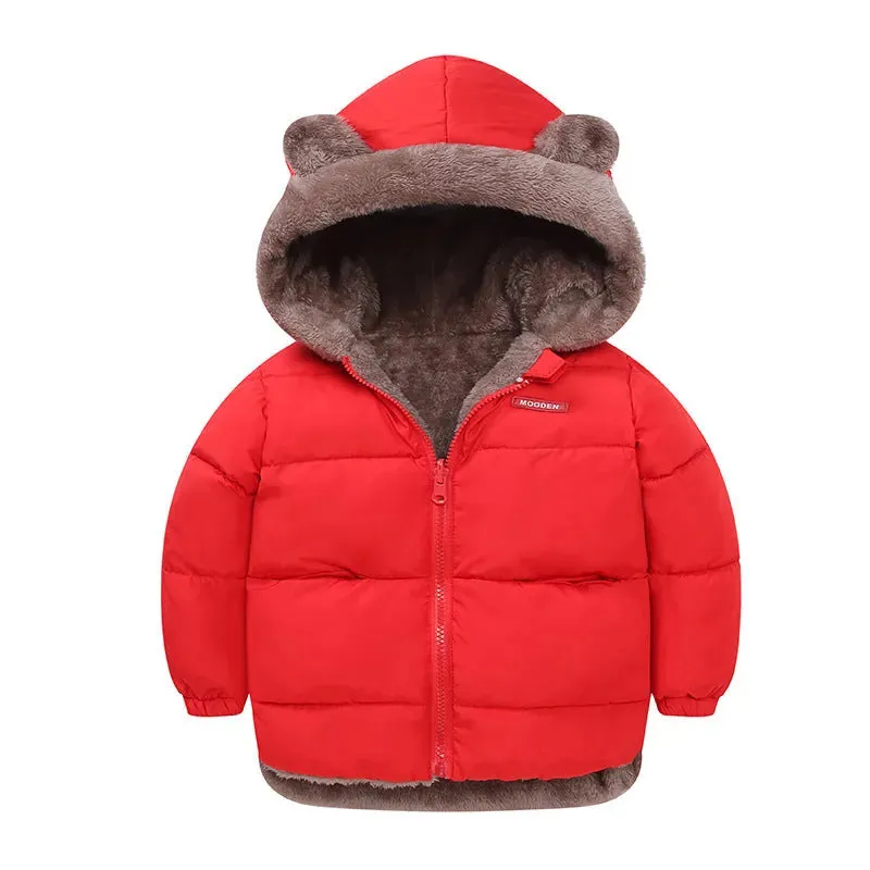 Children Boy's Cotton-padded Fleece Lined Puffer Winter Jacket for Kids