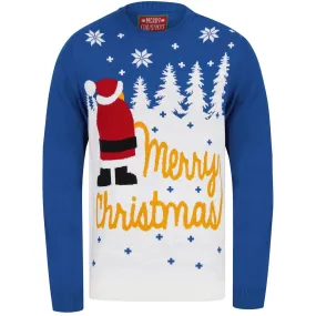 Christmas Snow 2 Motif Mens Christmas Jumper - Blue