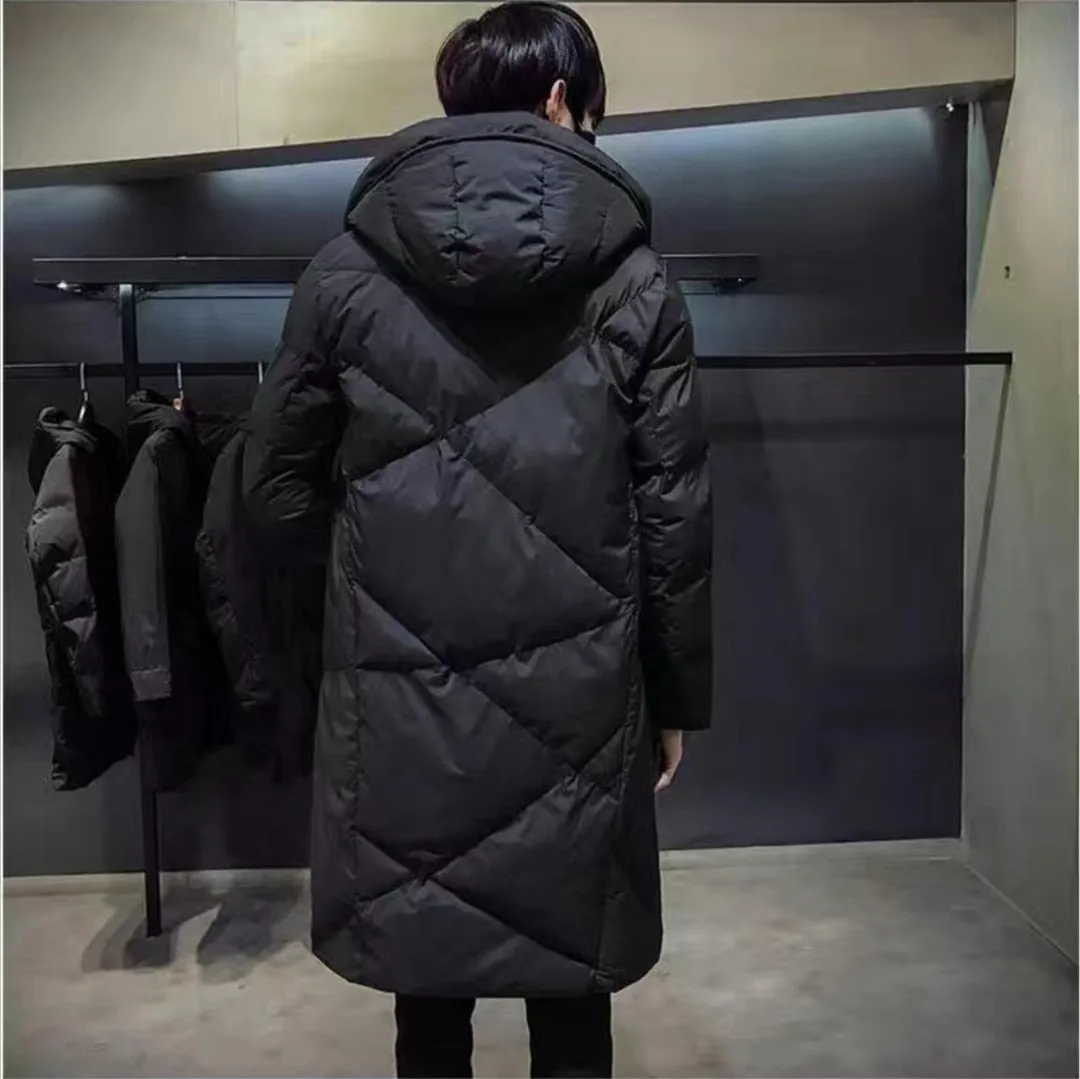 Classic Solid Black Hooded Parka Coat