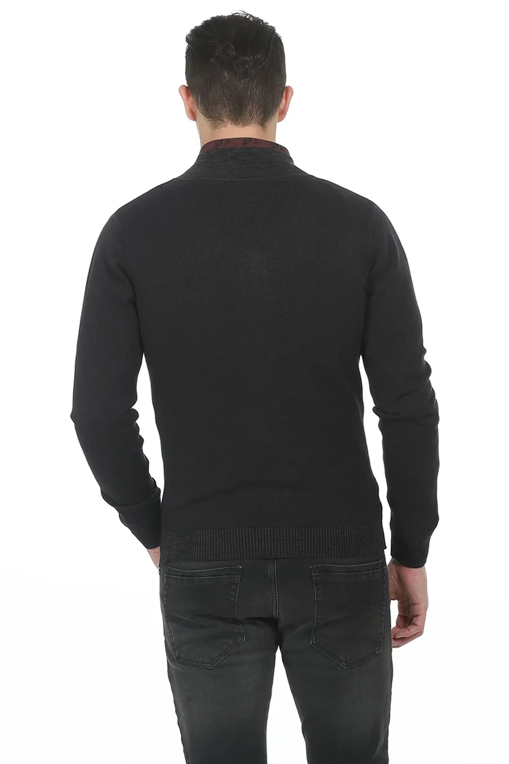 Comfort Fit Shawl Collar Mens Sweater