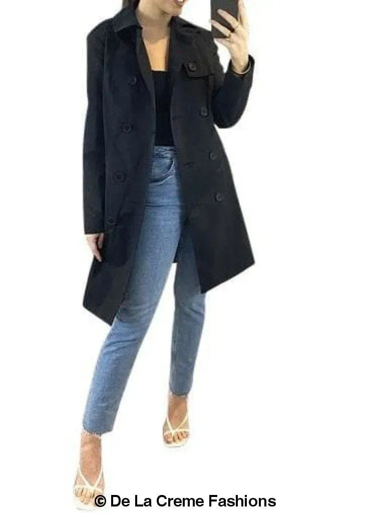 Cotton Blend Belted Trench Coat