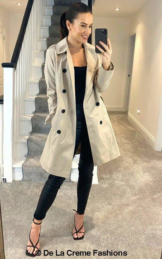 Cotton Blend Belted Trench Coat