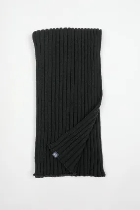 Cotton Cashmere Black Rib Scarf