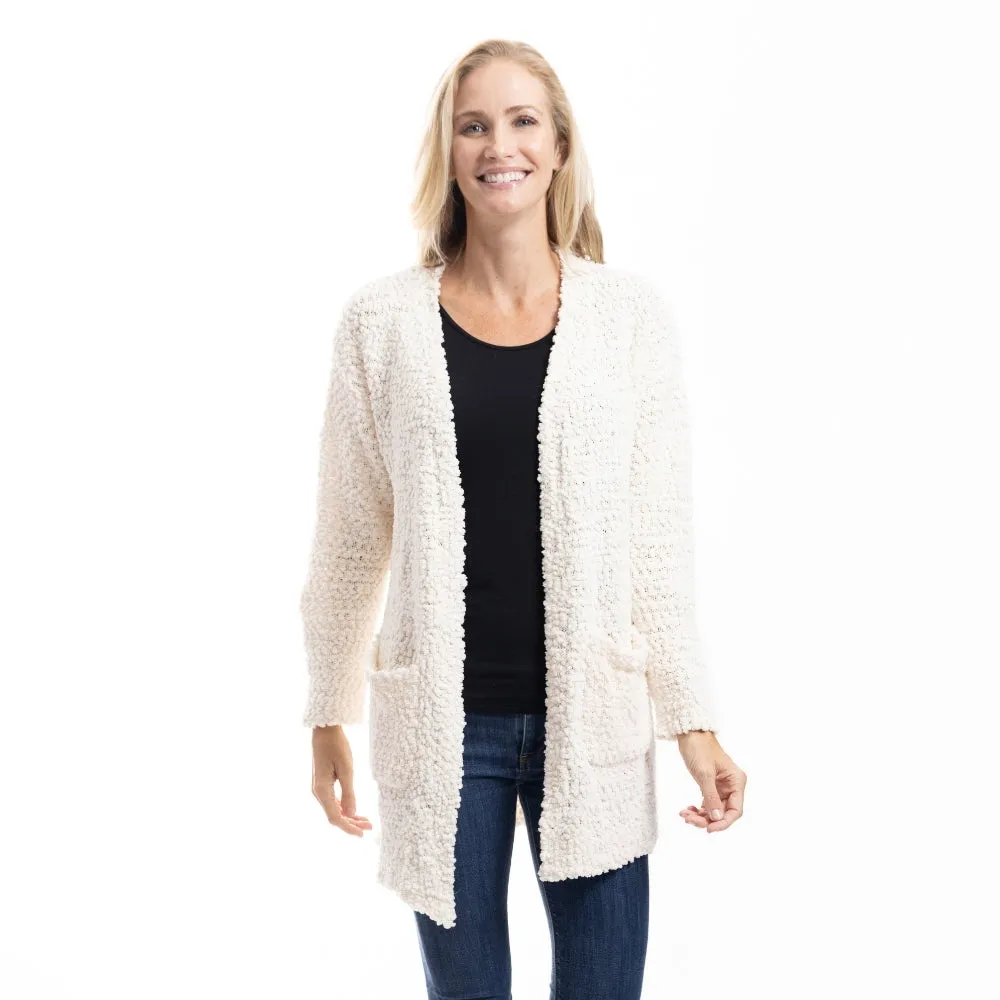 CozyLux Chenille Open Front Cardigan