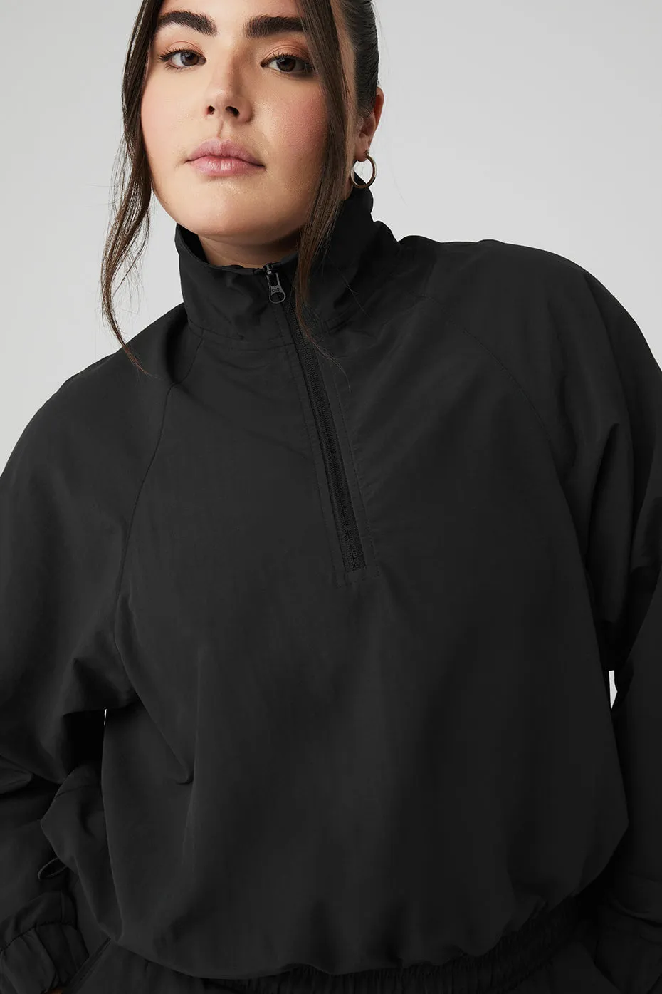 Cropped 1/4 Zip Alumni Pullover - Black