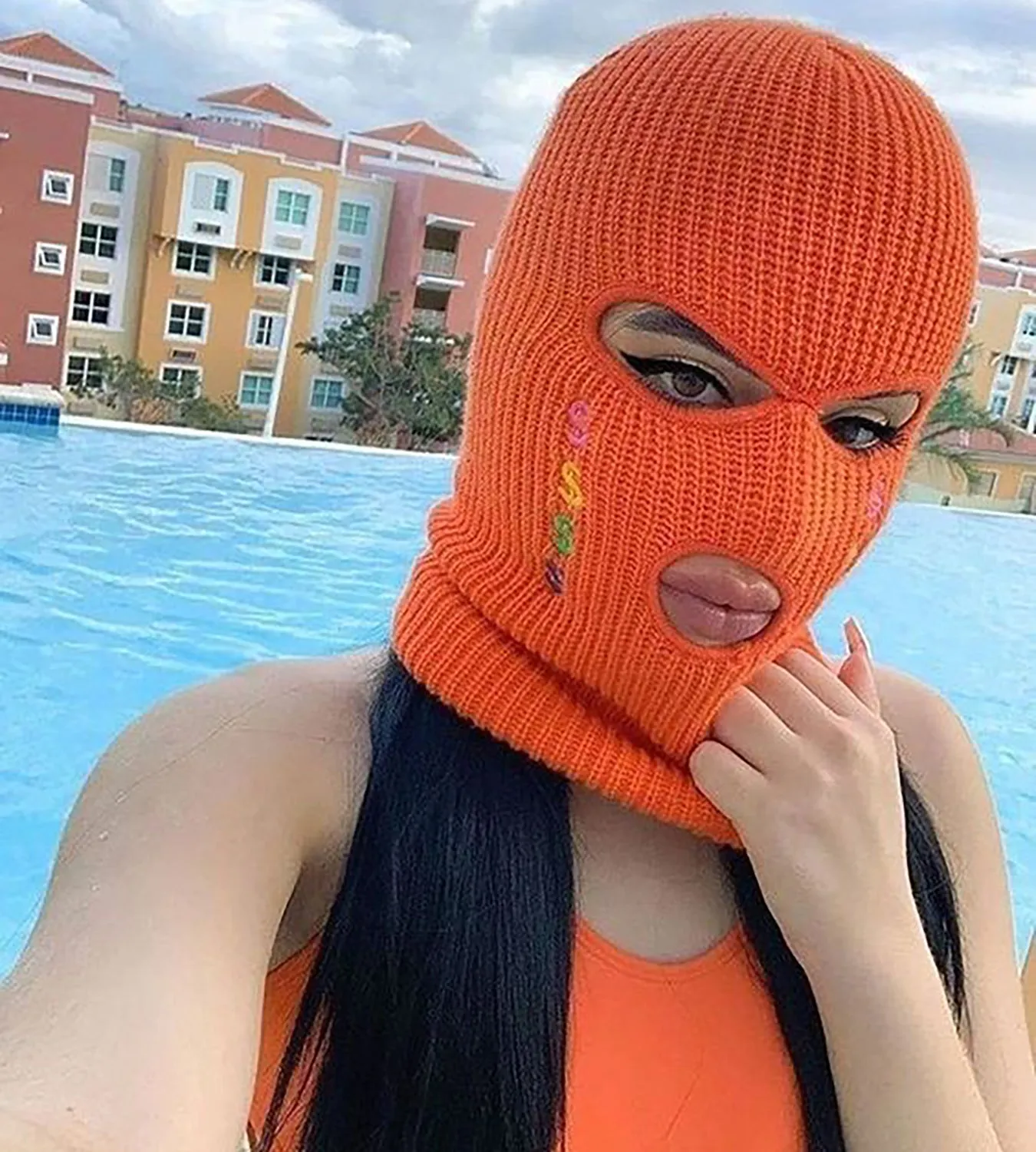 Crying Money Ski Mask - Orange