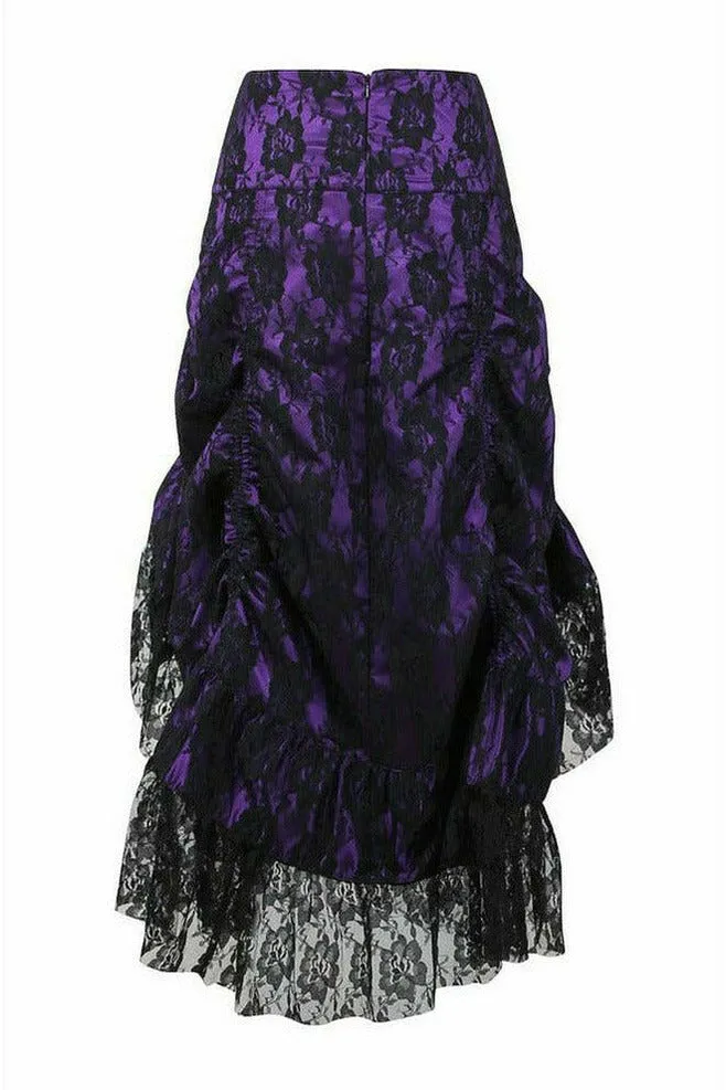 Daisy Corsets Purple w/Black Lace Overlay Ruched Bustle Skirt