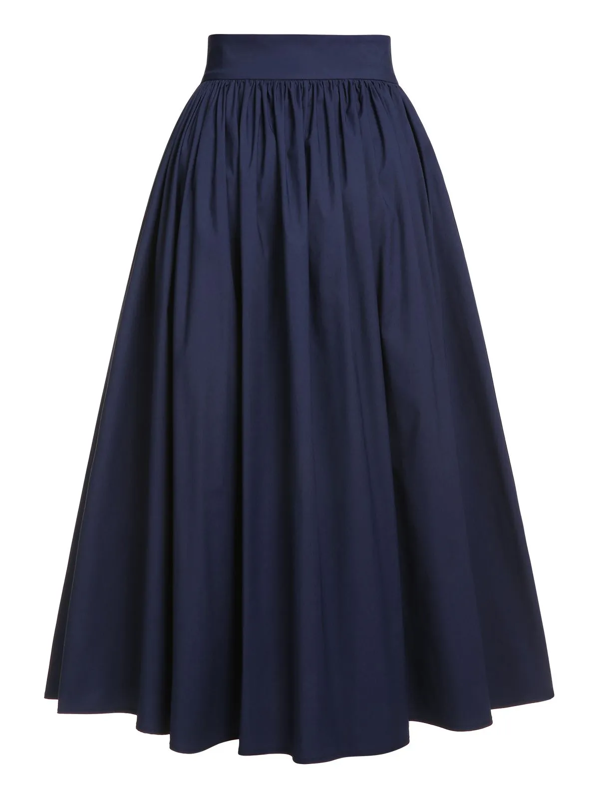 Dark Blue Gray 1960s Solid Umbrella Skirt