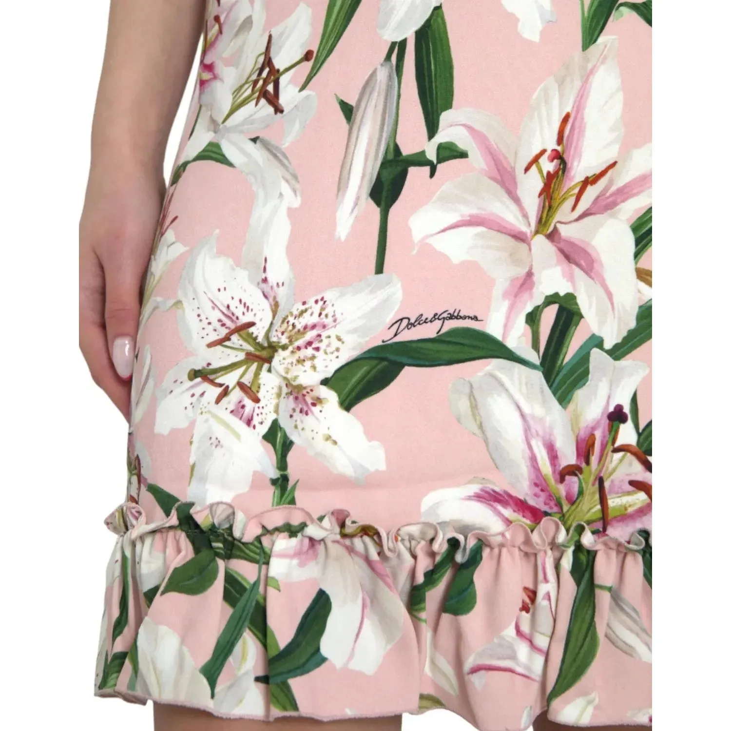 Dolce & Gabbana Pink Lily Viscose A-line Stretch Mini Dress