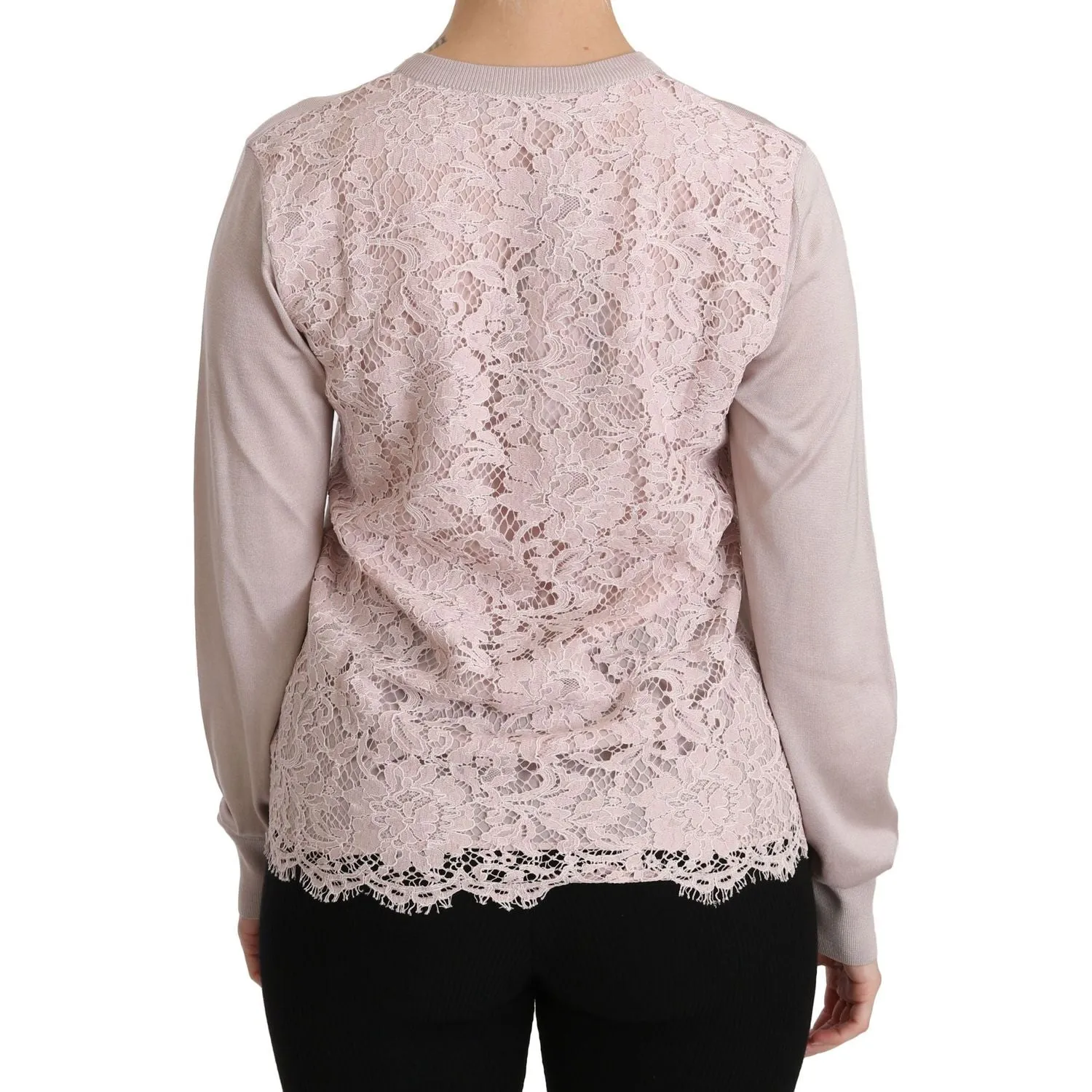 Dolce & Gabbana Silk Blend Pink Crew Neck Cardigan