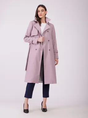 Double Breasted Belted Trench Coat - Lilac