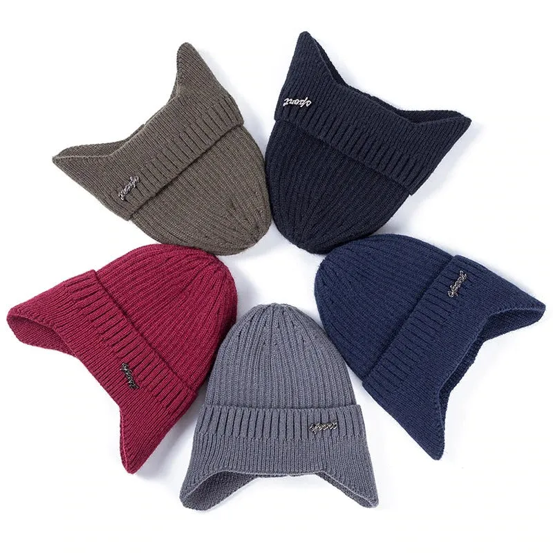 Ear Protection Stylish Soft Beanie Classic Knit Earflap Outdoor Knitted Woolen Warm Winter Cap