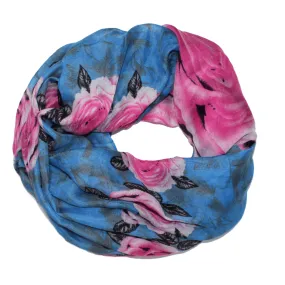 Floral Infinity Scarf - Blue and Pink Combo