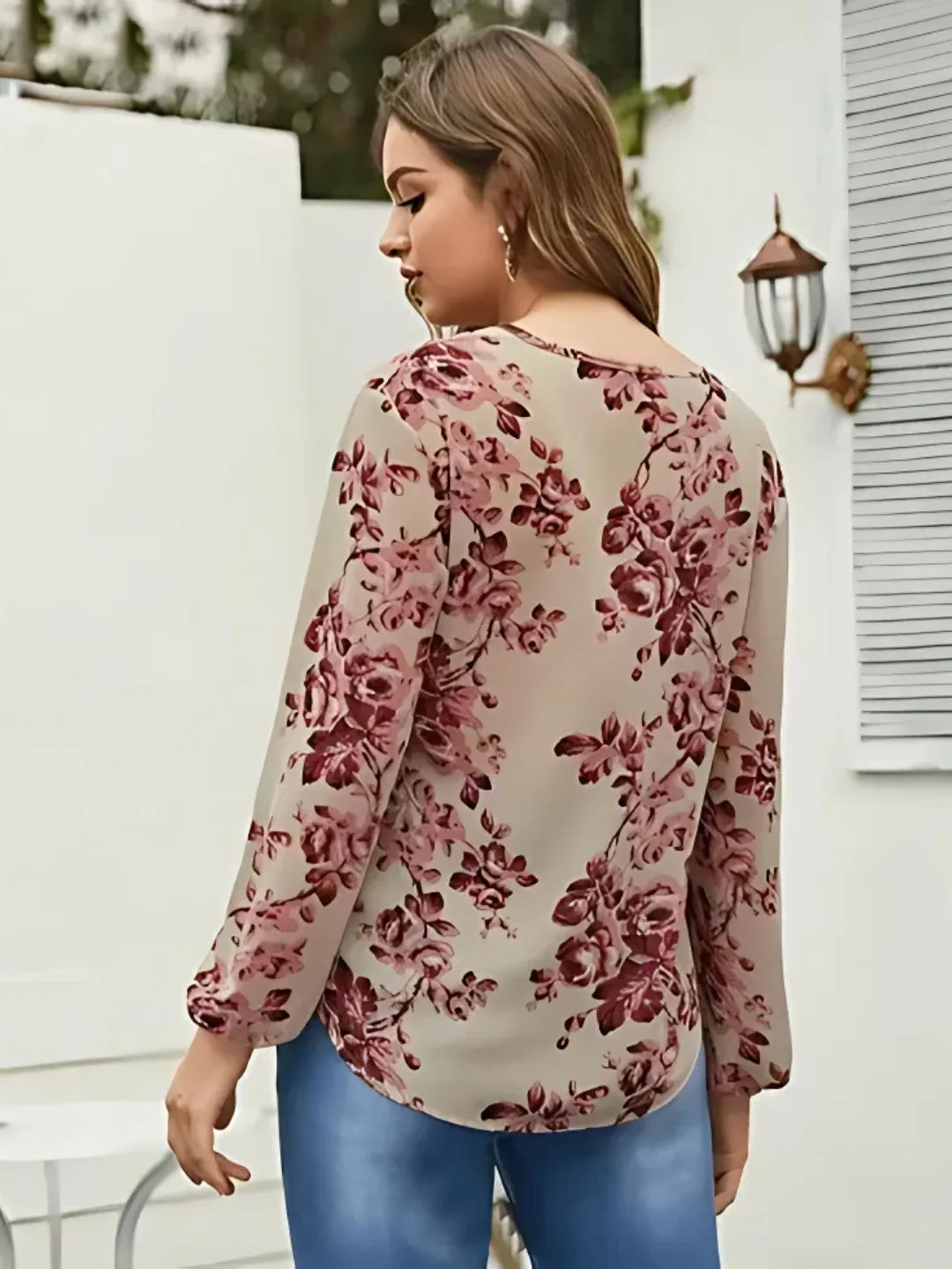 Floral Print Neck-Knot Blouse Top