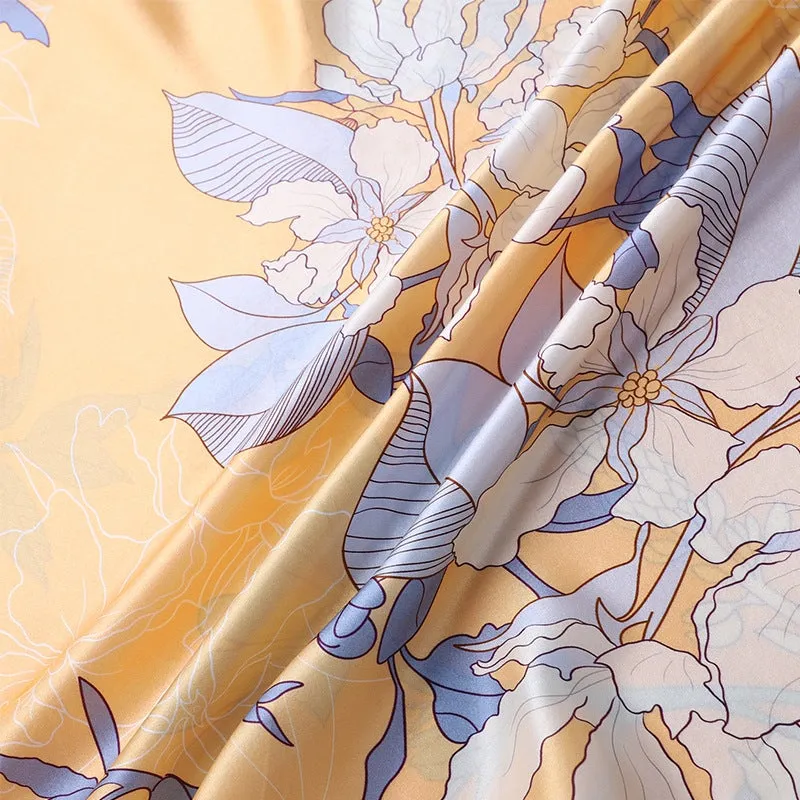 Flower Symphony Long Charmeuse Silk Scarf 185