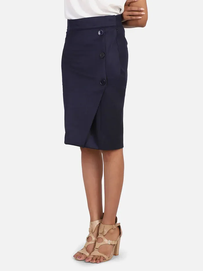 Formal Women's Professional Skirt Suit - Navy Blue