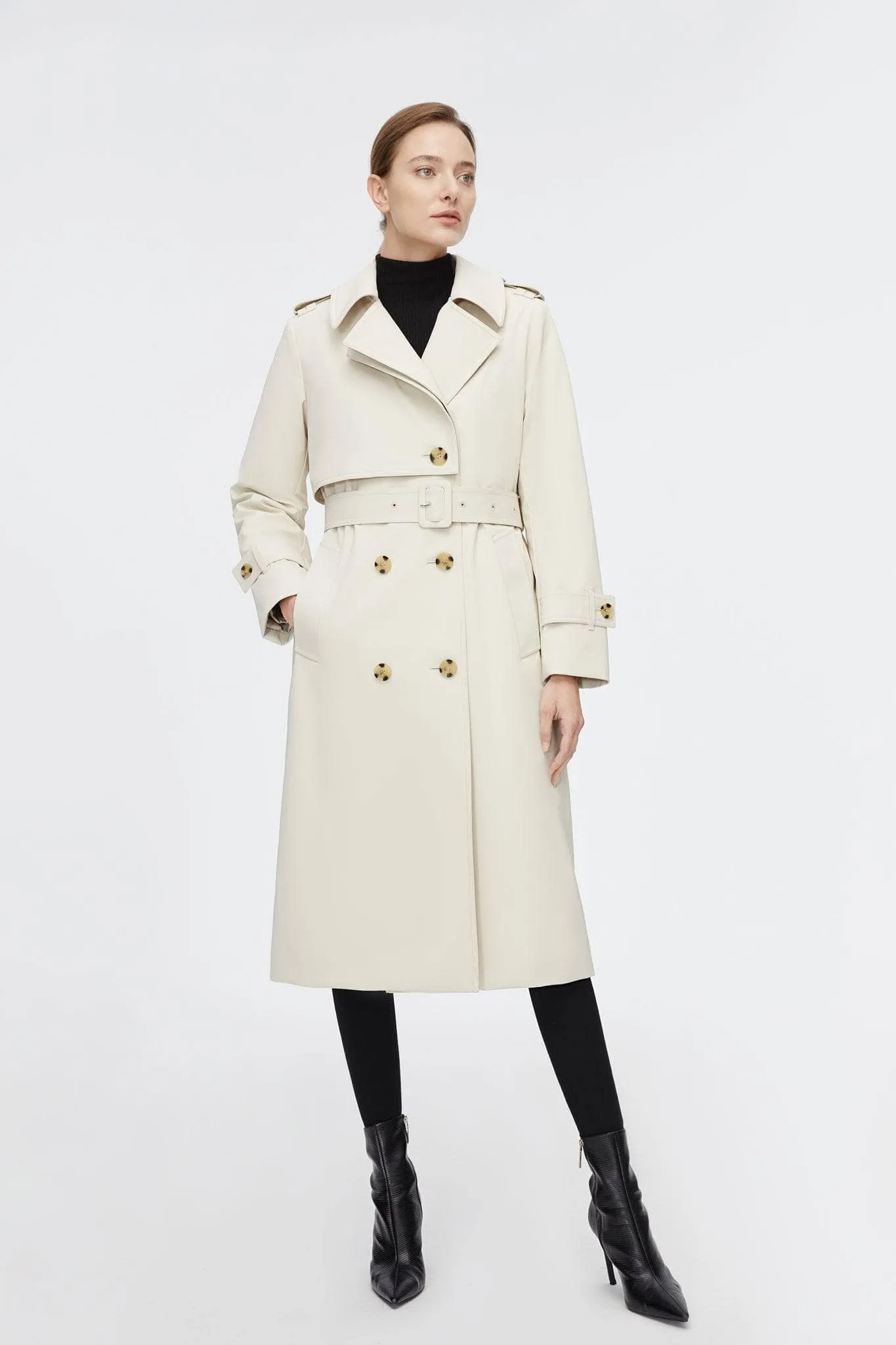 Full Length Detachable Goose Down Trench Coat