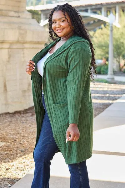 Full Size Hooded Sweater Cardigan