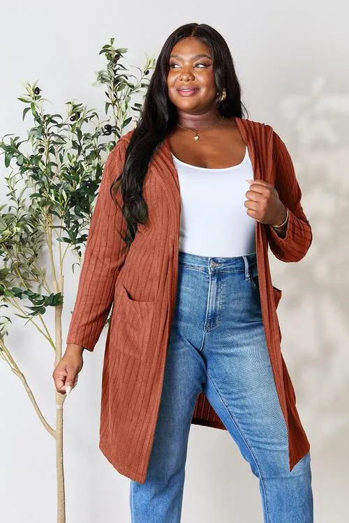 Full Size Hooded Sweater Cardigan