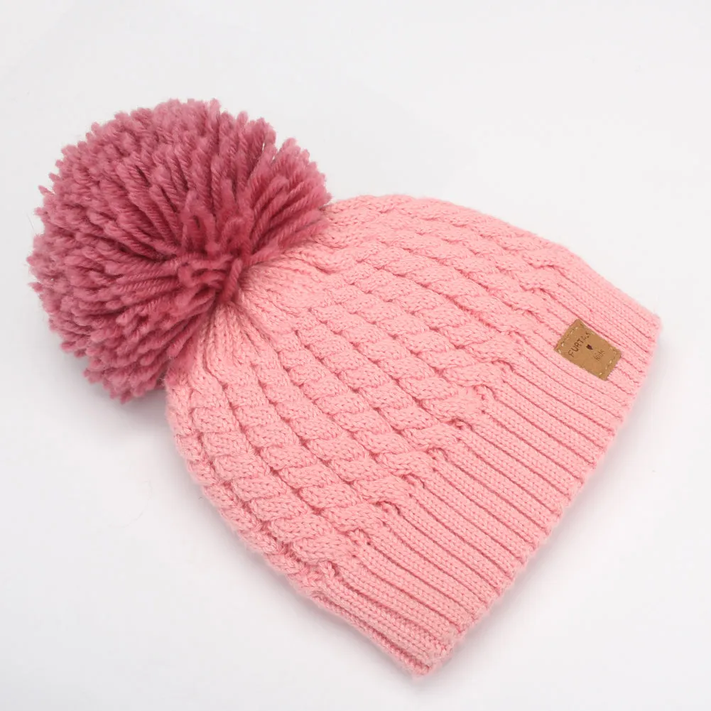 FURTALK Child Winter Yarn Bobble Hat Drop Shipping CH019